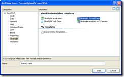 add new silverlight jscript page