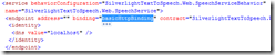 change endpoint binding  to basicHttpBinding